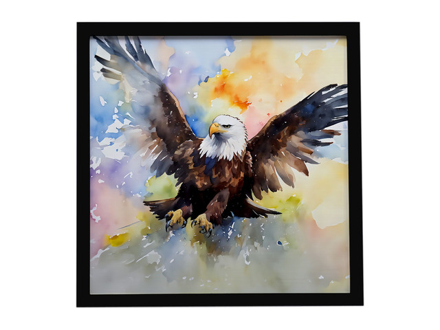 Eagle Framed Metal Print Bathroom, Kitchen, Office, Home Decor Wall Art Ready to Hang, Square, 8X8