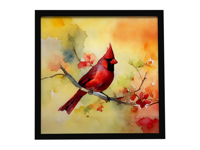 Cardinal Framed Metal Print Bathroom, Kitchen, Office, Home Decor Wall Art Ready to Hang, Square, 8X8