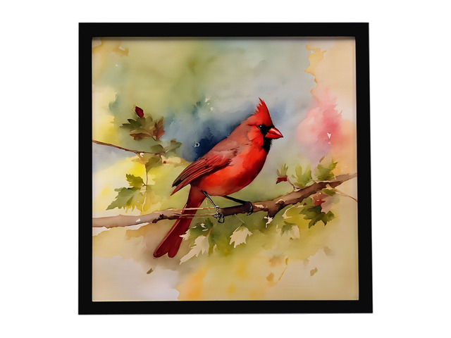 Cardinal Framed Metal Print Bathroom, Kitchen, Office, Home Decor Wall Art Ready to Hang, Square, 8X8