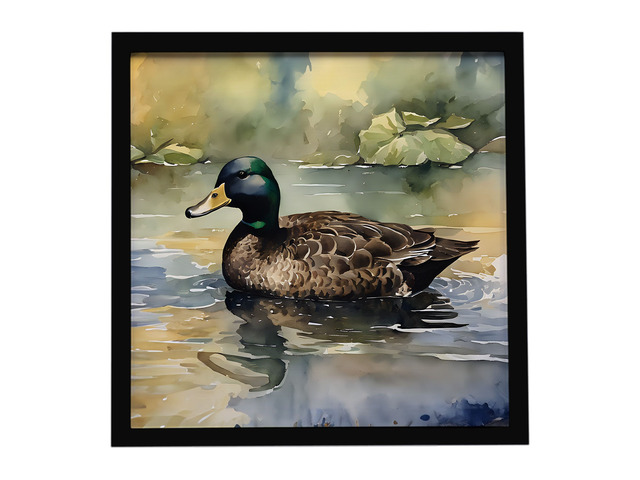 American Black Duck Framed Metal Print Bathroom, Kitchen, Office, Home Decor Wall Art Ready to Hang, Square, 8X8