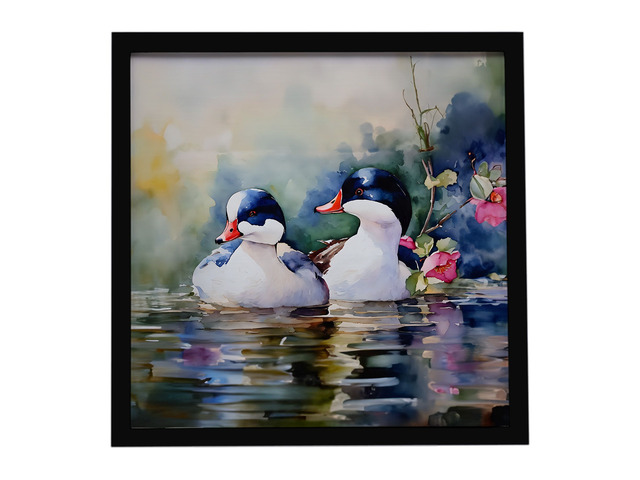 Bufflehead Framed Metal Print Bathroom, Kitchen, Office, Home Decor Wall Art Ready to Hang, Square, 8X8