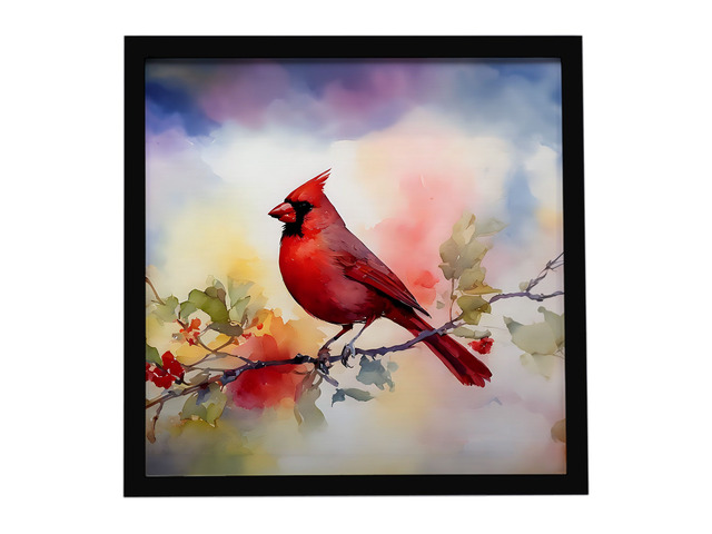 Cardinal Framed Metal Print Bathroom, Kitchen, Office, Home Decor Wall Art Ready to Hang, Square, 8X8