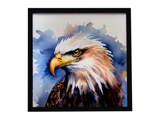 Eagle Framed Metal Print Bathroom, Kitchen, Office, Home Decor Wall Art Ready to Hang, Square, 8X8