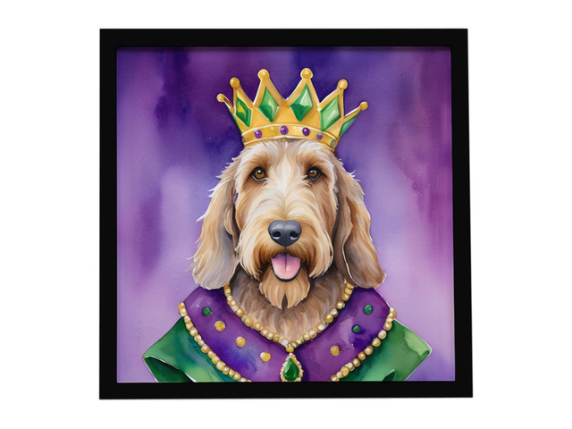 Otterhound King of Mardi Gras Framed Metal Print Bathroom, Kitchen, Office, Home Decor Wall Art Ready to Hang, Square, 8X8