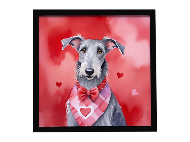 Scottish Deerhound My Valentine Framed Metal Print Bathroom, Kitchen, Office, Home Decor Wall Art Ready to Hang, Square, 8X8