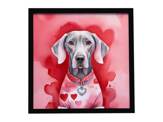 Weimaraner My Valentine Framed Metal Print Bathroom, Kitchen, Office, Home Decor Wall Art Ready to Hang, Square, 8X8