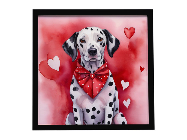 Dalmatian My Valentine Framed Metal Print Bathroom, Kitchen, Office, Home Decor Wall Art Ready to Hang, Square, 8X8