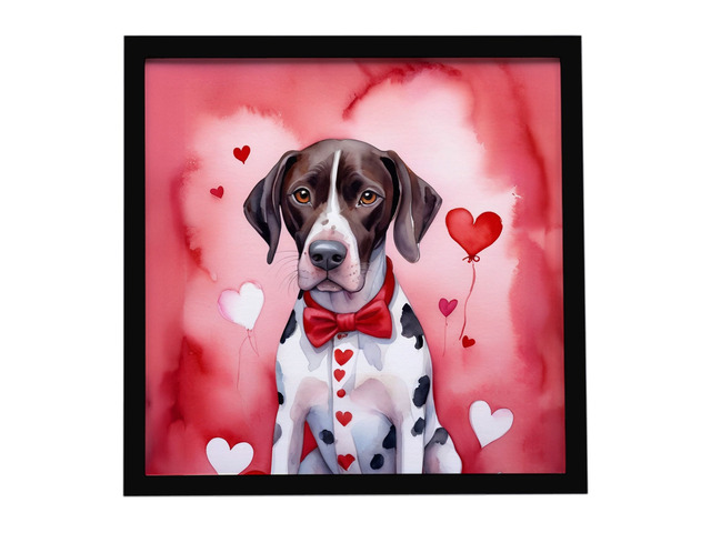 Pointer My Valentine Framed Metal Print Bathroom, Kitchen, Office, Home Decor Wall Art Ready to Hang, Square, 8X8