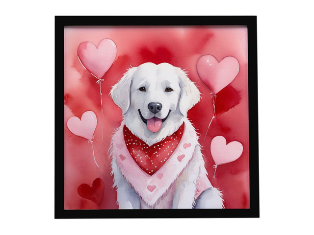 Kuvasz My Valentine Framed Metal Print Bathroom, Kitchen, Office, Home Decor Wall Art Ready to Hang, Square, 8X8