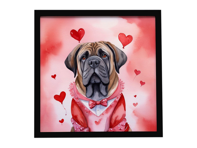 Mastiff My Valentine Framed Metal Print Bathroom, Kitchen, Office, Home Decor Wall Art Ready to Hang, Square, 8X8