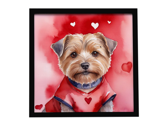 Norfolk Terrier My Valentine Framed Metal Print Bathroom, Kitchen, Office, Home Decor Wall Art Ready to Hang, Square, 8X8