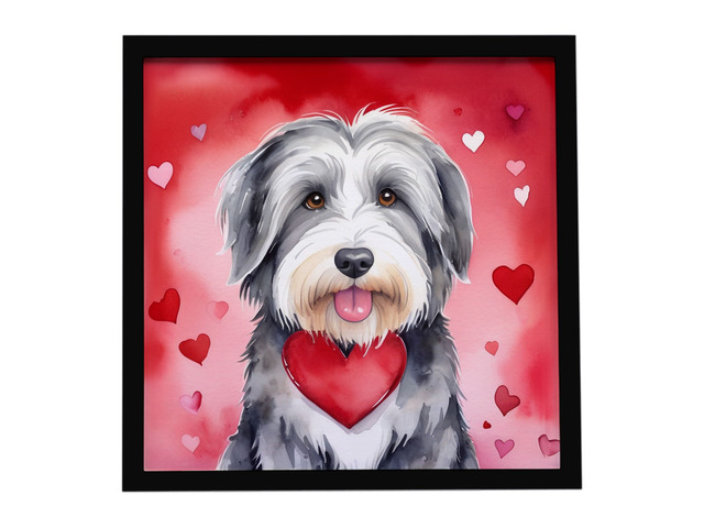 Bearded Collie My Valentine Framed Metal Print Bathroom, Kitchen, Office, Home Decor Wall Art Ready to Hang, Square, 8X8