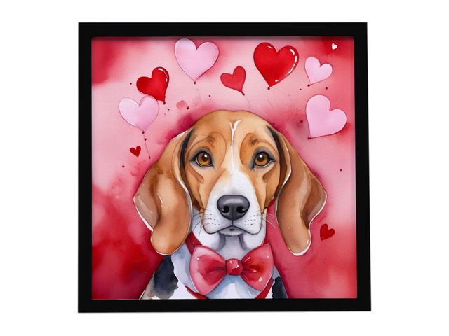 American Foxhound My Valentine Framed Metal Print Bathroom, Kitchen, Office, Home Decor Wall Art Ready to Hang, Square, 8X8