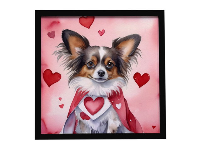 Papillon My Valentine Framed Metal Print Bathroom, Kitchen, Office, Home Decor Wall Art Ready to Hang, Square, 8X8