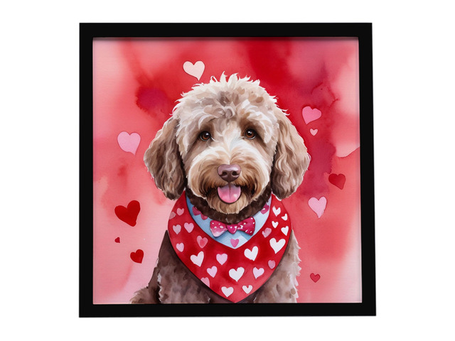 Labradoodle My Valentine Framed Metal Print Bathroom, Kitchen, Office, Home Decor Wall Art Ready to Hang, Square, 8X8