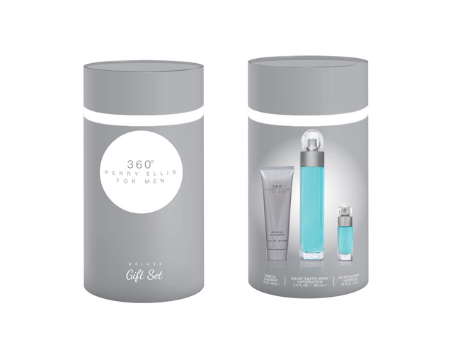 Perry Ellis 360 3-Piece Gift Set - Men's Cologne - 3.4 fl oz EDT, 3 oz Shower Gel, .25 fl oz EDT mini travel spray - fresh, woody, citrus, aquatic,...