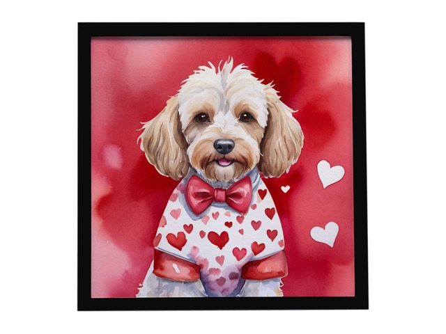 Cockapoo My Valentine Framed Metal Print Bathroom, Kitchen, Office, Home Decor Wall Art Ready to Hang, Square, 8X8
