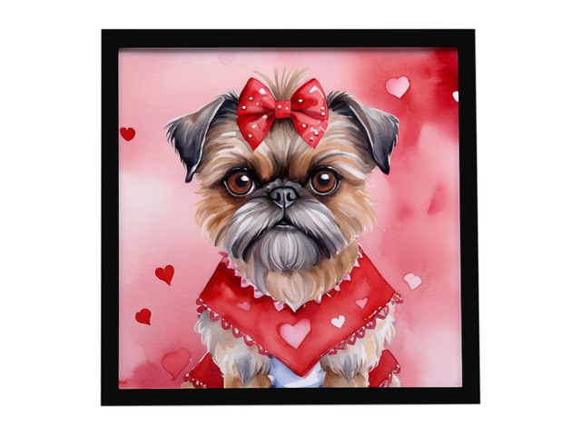 Brussels Griffon My Valentine Framed Metal Print Bathroom, Kitchen, Office, Home Decor Wall Art Ready to Hang, Square, 8X8