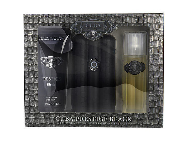 CUBA PRESTIGE BLACK by Cuba EDT SPRAY 3 OZ & AFTERSHAVE SPRAY 3.3 OZ & SHOWER GEL 6.6 OZ(D0102HH52WJ.)