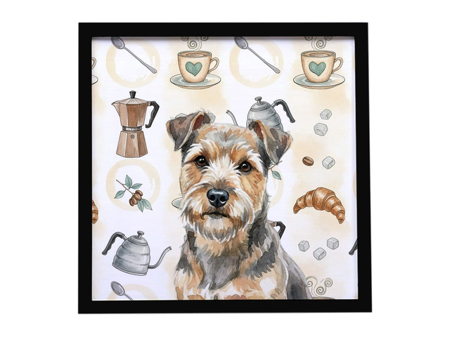Grizzle and Tan Norfolk Terrier Coffee Bar Framed Metal Print Bathroom, Kitchen, Office, Home Decor Wall Art Ready to Hang, Square, 8X8