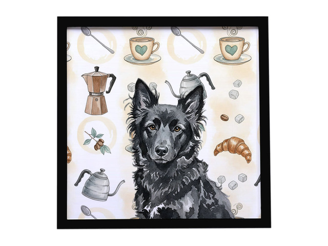 Mudi Coffee Bar Framed Metal Print Bathroom, Kitchen, Office, Home Decor Wall Art Ready to Hang, Square, 8X8