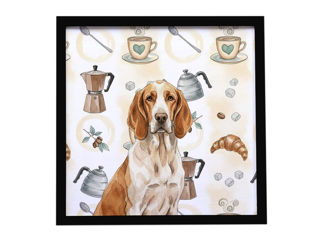 Bracco Italiano Coffee Bar Framed Metal Print Bathroom, Kitchen, Office, Home Decor Wall Art Ready to Hang, Square, 8X8