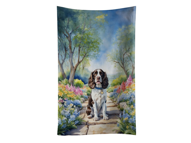 English Springer Spaniel Spring Path Kitchen Towel Dish Cloths Guest Hand Towel Decorative Bathroom Towel for Face,Tea, Dishcloth, Kitchen and Bath