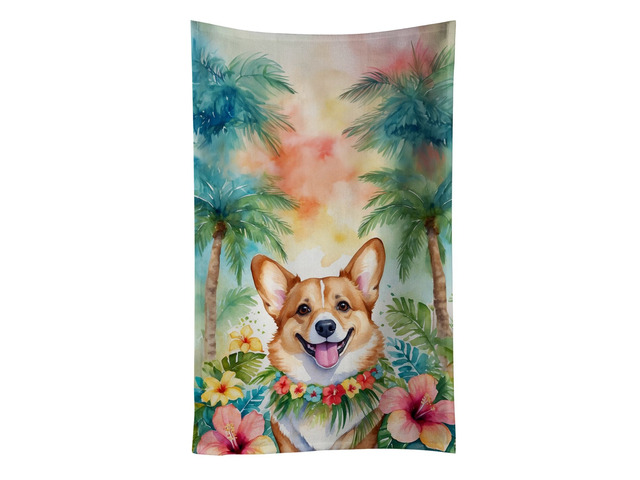 Corgi Luau Kitchen Towel Dish Cloths Guest Hand Towel Decorative Bathroom Towel for Face,Tea, Dishcloth, Kitchen and Bath