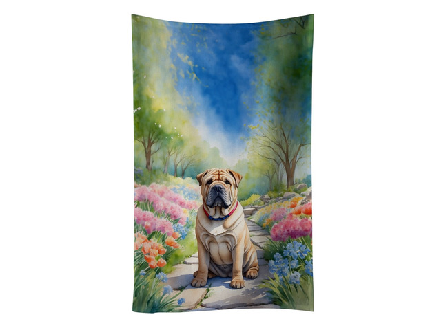 Shar Pei Spring Path Kitchen Towel Dish Cloths Guest Hand Towel Decorative Bathroom Towel for Face,Tea, Dishcloth, Kitchen and Bath