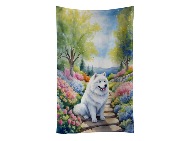 Samoyed Spring Path Kitchen Towel Dish Cloths Guest Hand Towel Decorative Bathroom Towel for Face,Tea, Dishcloth, Kitchen and Bath