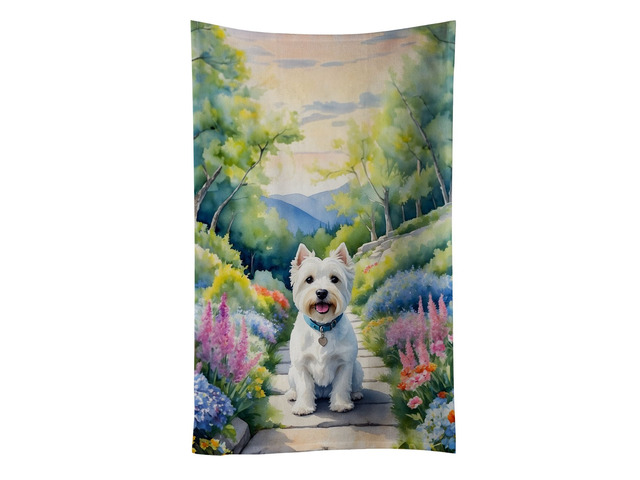 Westie Spring Path Kitchen Towel Dish Cloths Guest Hand Towel Decorative Bathroom Towel for Face,Tea, Dishcloth, Kitchen and Bath