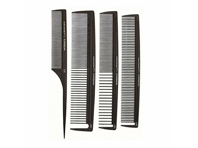 Cricket Professional Hair Stylist Carbon Styling Comb Set Anti-Static Heat Resistant Style Combs for All Hair Types, Variety Pack of 4