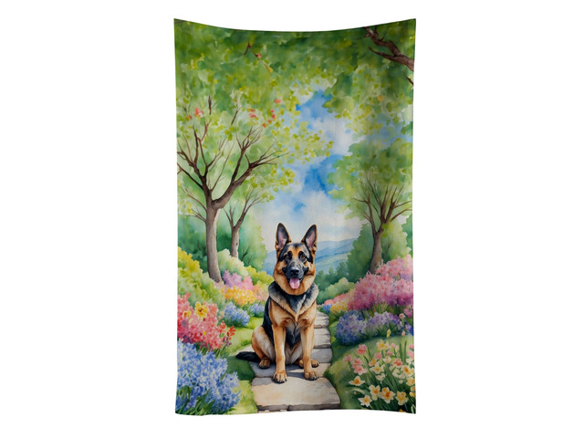 German Shepherd Spring Path Kitchen Towel Dish Cloths Guest Hand Towel Decorative Bathroom Towel for Face,Tea, Dishcloth, Kitchen and Bath
