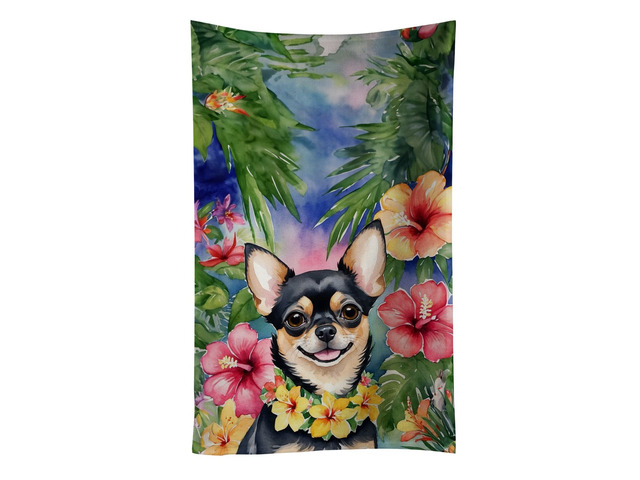 Chihuahua Luau Kitchen Towel Dish Cloths Guest Hand Towel Decorative Bathroom Towel for Face,Tea, Dishcloth, Kitchen and Bath