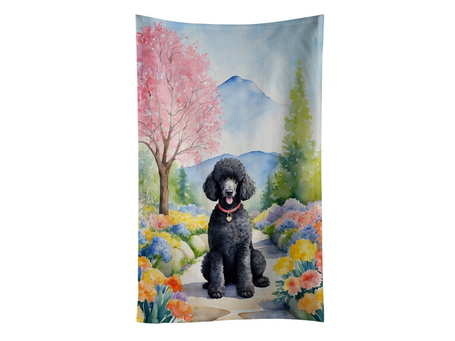 Black Poodle Spring Path Kitchen Towel Dish Cloths Guest Hand Towel Decorative Bathroom Towel for Face,Tea, Dishcloth, Kitchen and Bath