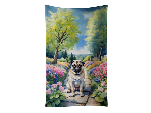 Pug Spring Path Kitchen Towel Dish Cloths Guest Hand Towel Decorative Bathroom Towel for Face,Tea, Dishcloth, Kitchen and Bath