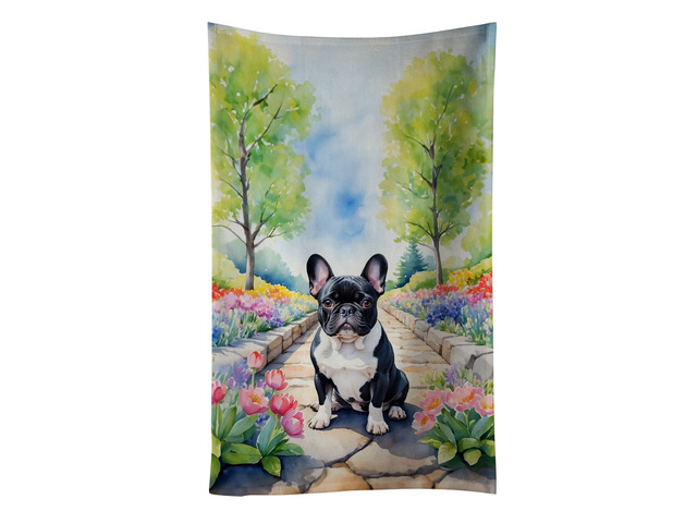 French Bulldog Spring Path Kitchen Towel Dish Cloths Guest Hand Towel Decorative Bathroom Towel for Face,Tea, Dishcloth, Kitchen and Bath