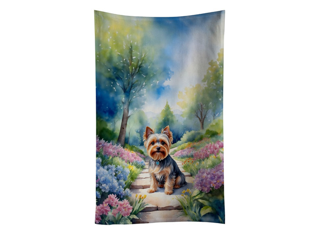 Yorkshire Terrier Spring Path Kitchen Towel Dish Cloths Guest Hand Towel Decorative Bathroom Towel for Face,Tea, Dishcloth, Kitchen and Bath
