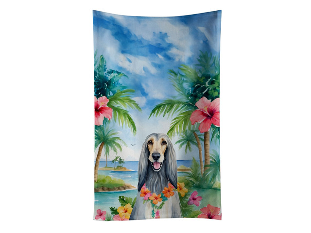 Afghan Hound Luau Kitchen Towel Dish Cloths Guest Hand Towel Decorative Bathroom Towel for Face,Tea, Dishcloth, Kitchen and Bath