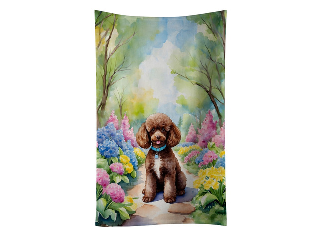 Chocolate Poodle Spring Path Kitchen Towel Dish Cloths Guest Hand Towel Decorative Bathroom Towel for Face,Tea, Dishcloth, Kitchen and Bath