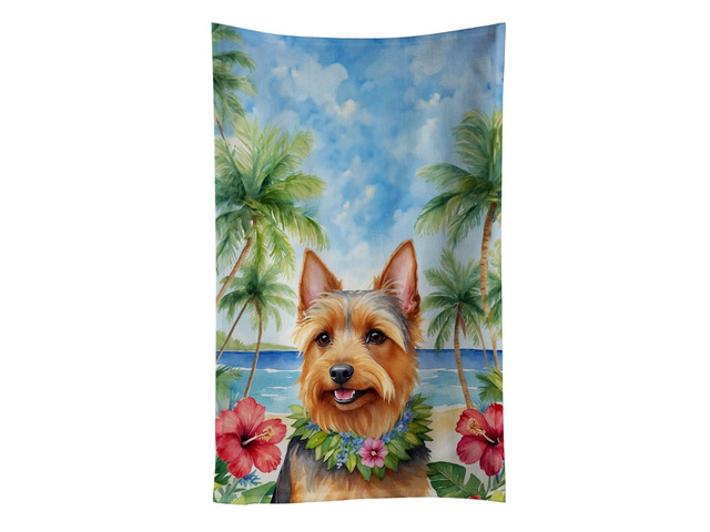 Australian Terrier Luau Kitchen Towel Dish Cloths Guest Hand Towel Decorative Bathroom Towel for Face,Tea, Dishcloth, Kitchen and Bath
