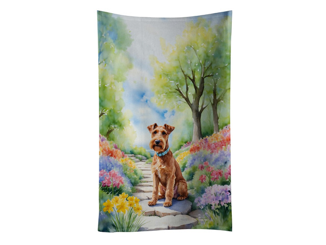 Irish Terrier Spring Path Kitchen Towel Dish Cloths Guest Hand Towel Decorative Bathroom Towel for Face,Tea, Dishcloth, Kitchen and Bath