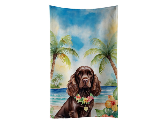 Cocker Spaniel Luau Kitchen Towel Dish Cloths Guest Hand Towel Decorative Bathroom Towel for Face,Tea, Dishcloth, Kitchen and Bath