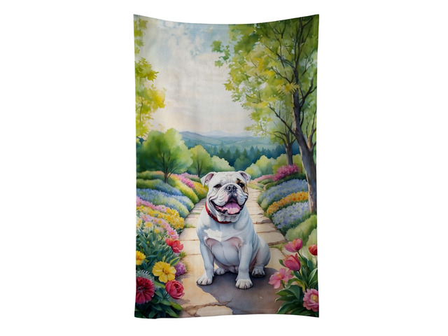 English Bulldog Spring Path Kitchen Towel Dish Cloths Guest Hand Towel Decorative Bathroom Towel for Face,Tea, Dishcloth, Kitchen and Bath