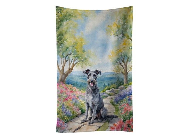 Scottish Deerhound Spring Path Kitchen Towel Dish Cloths Guest Hand Towel Decorative Bathroom Towel for Face,Tea, Dishcloth, Kitchen and Bath