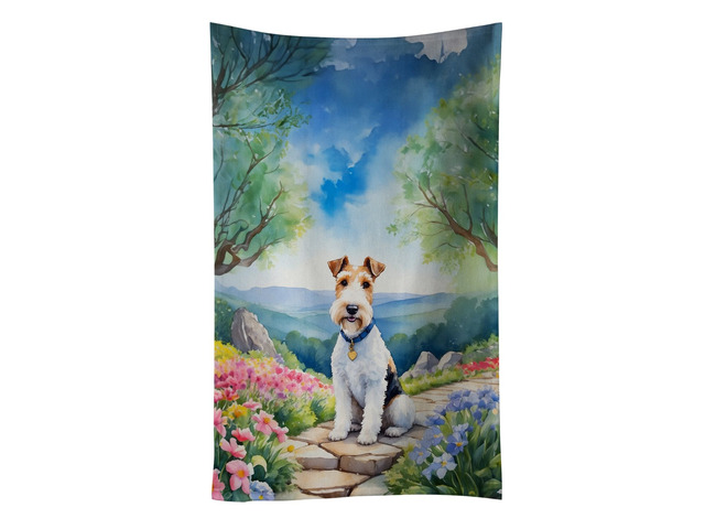 Fox Terrier Spring Path Kitchen Towel Dish Cloths Guest Hand Towel Decorative Bathroom Towel for Face,Tea, Dishcloth, Kitchen and Bath
