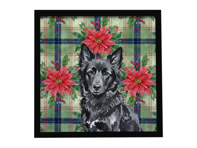 Mudi Christmas PoinsettIas Framed Metal Print Bathroom, Kitchen, Office, Home Decor Wall Art Ready to Hang, Square, 8X8