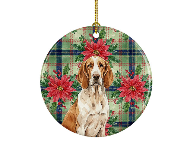 Bracco Italiano Christmas PoinsettIas Ceramic Ornament Christmas Tree Hanging Decorations for Home Christmas Holiday, Party, Gift, 3 in, Multicolor
