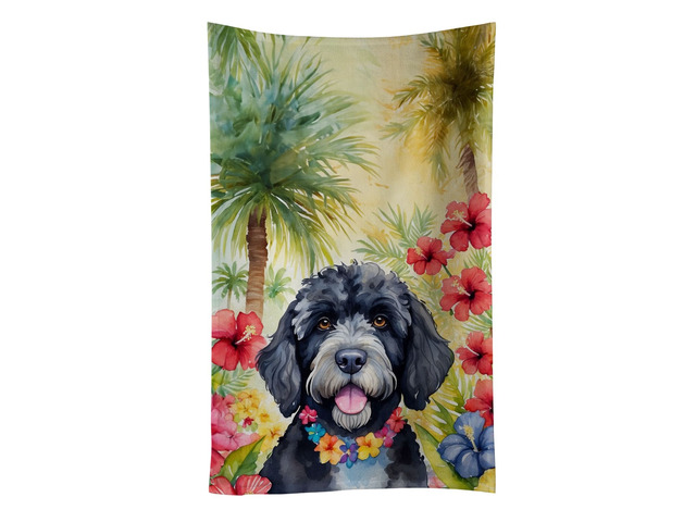 Portuguese Water Dog Luau Kitchen Towel Dish Cloths Guest Hand Towel Decorative Bathroom Towel for Face,Tea, Dishcloth, Kitchen and Bath