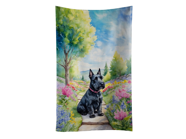Scottish Terrier Spring Path Kitchen Towel Dish Cloths Guest Hand Towel Decorative Bathroom Towel for Face,Tea, Dishcloth, Kitchen and Bath
